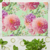 Linge De Cuisine Fleurs Dahlia Roses (Plié)