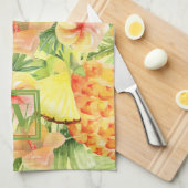 Linge De Cuisine Fleurs d'ananas monogrammes (Quart Plié)