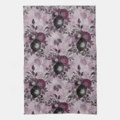 Linge De Cuisine Fleurs d'aquarelle bordeaux. (Vertical)