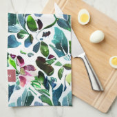 Linge De Cuisine Fleurs d'aquarelle botanique monogrammée (Quart Plié)