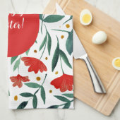 Linge De Cuisine Fleurs d'aquarelle de jardin magiques en rouge et (Quart Plié)