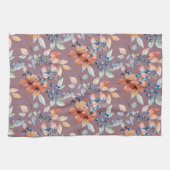 Linge De Cuisine Fleurs d'aquarelle et baies sur Mauve (Horizontal)