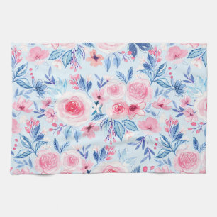 Linge De Cuisine Fleurs d'aquarelle et feuilles 2
