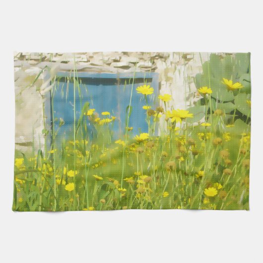 Linge De Cuisine Fleurs d'aquarelle jaune (Horizontal)