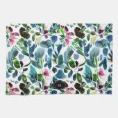 Linge De Cuisine Fleurs d'aquarelle motif botanique monogrammé (Horizontal)