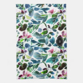 Linge De Cuisine Fleurs d'aquarelle motif botanique monogrammé (Vertical)