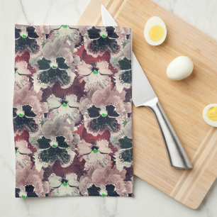 Linge De Cuisine Fleurs d'aquarelle rose, bordeaux
