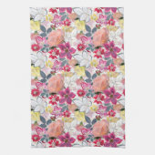 Linge De Cuisine Fleurs d'aquarelle rose et rouge. (Vertical)