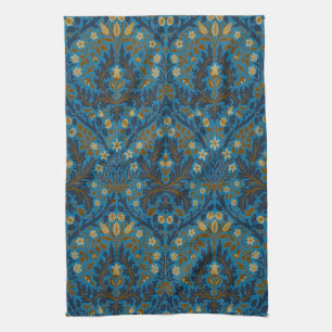 Linge De Cuisine Fleurs d'automne bleu sarcelle vintage William Mor