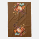 Linge De Cuisine Fleurs d'automne Brown Citrouille Bon thanksgiving (Vertical)