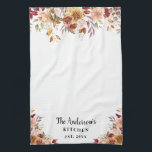 Linge De Cuisine Fleurs d'automne Cuisine familiale personnalisée<br><div class="desc">Ajoutez une touche spéciale à votre cuisine ! Cette magnifique Serviette aux fleurs d'automne aquarelle et aux feuilles ajoutera une merveilleuse touche de brun et de rouge à votre cuisine.</div>
