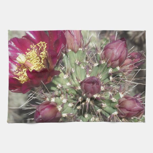 Linge De Cuisine Fleurs de cactus de Bourgogne (Horizontal)
