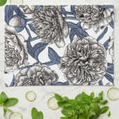 Linge De Cuisine Fleurs de cendres blanches (Plié)