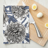 Linge De Cuisine Fleurs de cendres blanches (Quart Plié)