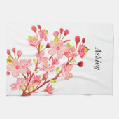 Linge De Cuisine Fleurs de cerisier rose blanc chic (Horizontal)