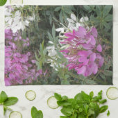 Linge De Cuisine Fleurs de Clé rose et blanc (Plié)