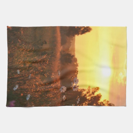 Linge De Cuisine Fleurs de cosmos au coucher du soleil (Horizontal)