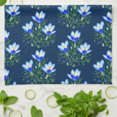 Linge De Cuisine Fleurs de Crocus Bleues (Plié)