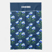 Linge De Cuisine Fleurs de Crocus Bleues (Vertical)