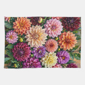 Linge De Cuisine Fleurs de dahlia colorées (Horizontal)