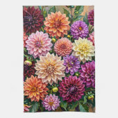 Linge De Cuisine Fleurs de dahlia colorées (Vertical)