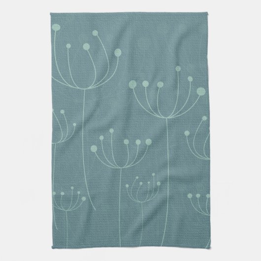 Linge De Cuisine Fleurs de Dandelion turquoises (Vertical)