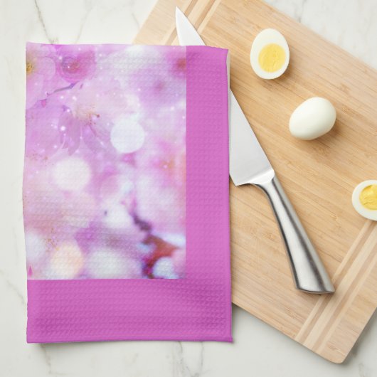 Linge De Cuisine Fleurs de fleurs de cerisier rose (Quart Plié)