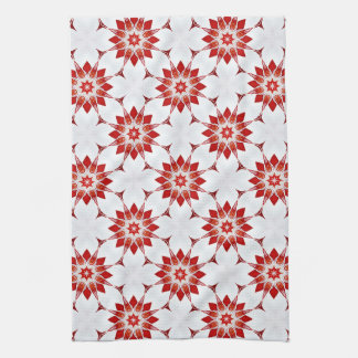 Linge De Cuisine Fleurs de flocons de neige en rouge