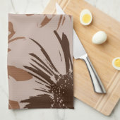Linge De Cuisine Fleurs de Gerbera Brown Terre (Quart Plié)