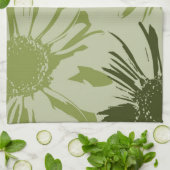 Linge De Cuisine Fleurs de Gerbera verte de chaux (Plié)