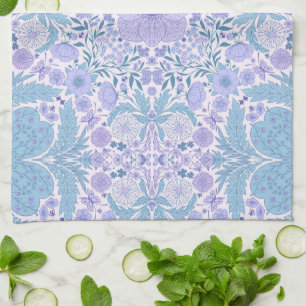 Linge De Cuisine Fleurs de jardin rétro en bleu et violet