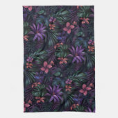 Linge De Cuisine Fleurs de jungle foncée (Vertical)
