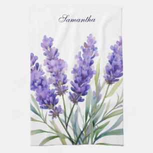 Linge De Cuisine Fleurs de lavande aquarelle