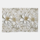 Linge De Cuisine Fleurs de Lotus Blanc Or (Horizontal)