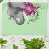 Linge De Cuisine Fleurs de lotus henné éléphant (Plié)