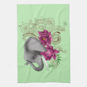 Linge De Cuisine Fleurs de lotus henné éléphant (Vertical)