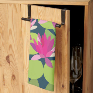 Linge De Cuisine Fleurs de Lotus Rose Nénuphar Floral