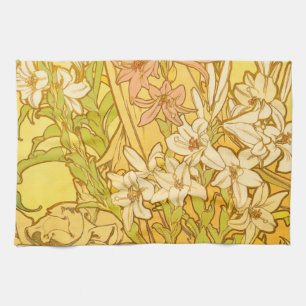 Linge De Cuisine fleurs de lys Art nouveau d'Alphonse Mucha