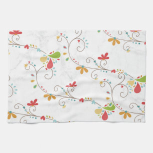 Linge De Cuisine Fleurs de motif de couleur d'eau Fond personnalisé