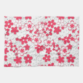 Linge De Cuisine Fleurs de papier rouge et blanc (Horizontal)