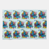 Linge De Cuisine Fleurs de papillon bleu Dragon (Horizontal)