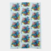 Linge De Cuisine Fleurs de papillon bleu Dragon (Vertical)