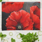 Linge De Cuisine Fleurs de pavot rouge (Plié)