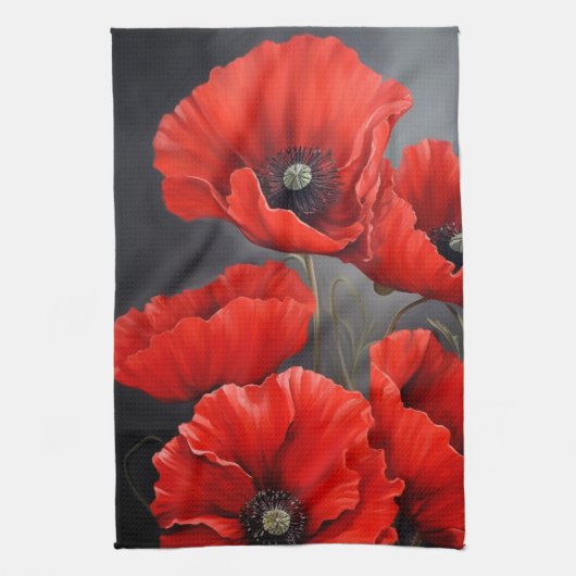 Linge De Cuisine Fleurs de pavot rouge (Vertical)