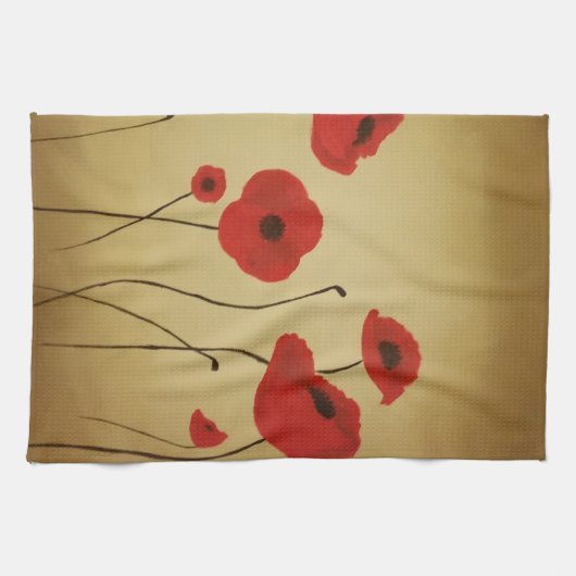Linge De Cuisine Fleurs de pavot rouge (Horizontal)