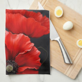 Linge De Cuisine Fleurs de pavot rouge (Quart Plié)