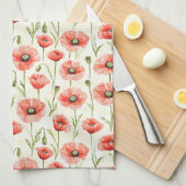 Linge De Cuisine Fleurs de pavot rouge à la réception de mariage (Quart Plié)