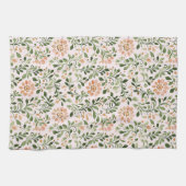 Linge De Cuisine Fleurs de Pêche Rose Feuilles Vertes (Horizontal)