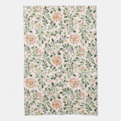 Linge De Cuisine Fleurs de Pêche Rose Feuilles Vertes (Vertical)