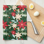 Linge De Cuisine Fleurs de Poinsettia et Noël Feuille<br><div class="desc">Des poinsettias élégantes, rouges et ivoire, des baies et des feuilles sur un arrière - plan vert foncé, cette belle nappe est parfaite pour votre propre décor ou offrir en cadeau, cadeau d'hôtesse, Père Noël secret et plus encore. Nappe, coureur de table, plateau de service, assiettes, assiettes en papier, serviettes...</div>